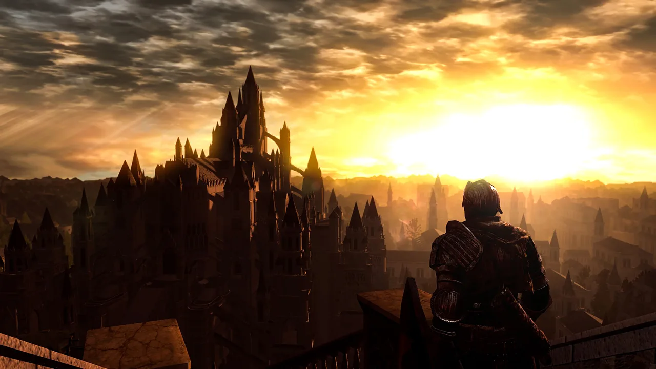 Paisagem sombria de Lordran em Dark Souls