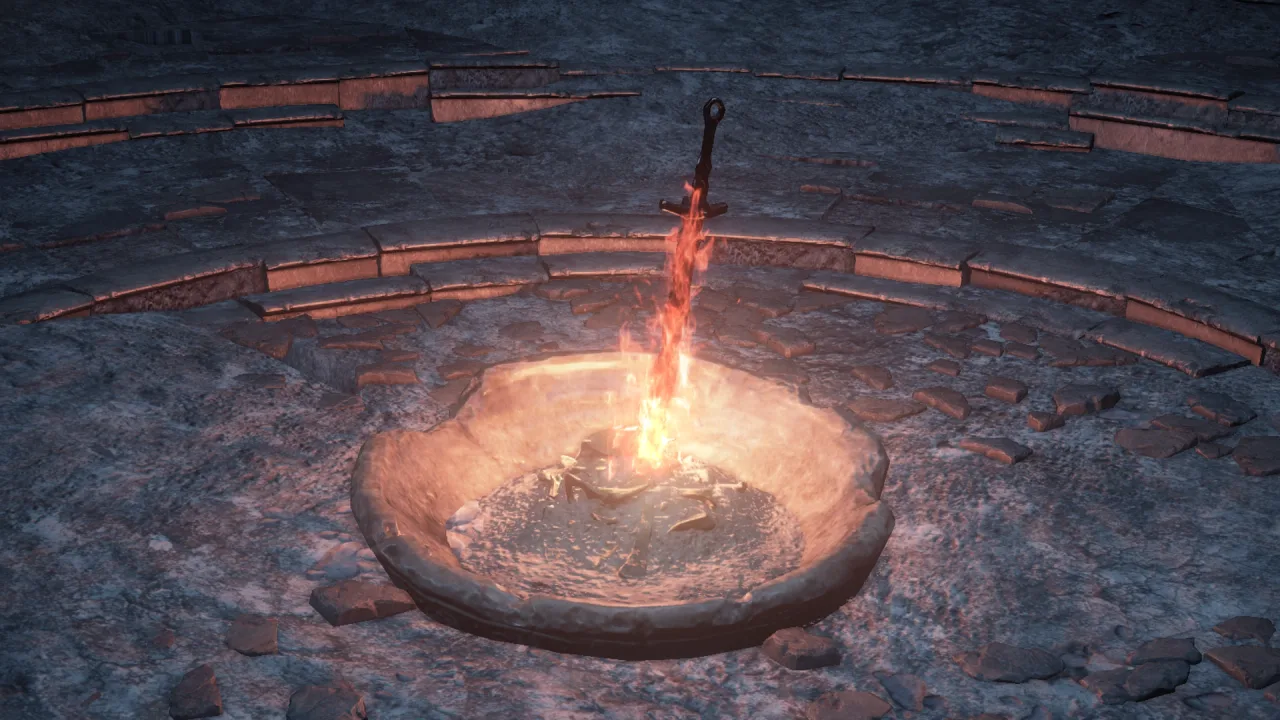 Fogueira de Dark Souls, ponto de descanso do jogo