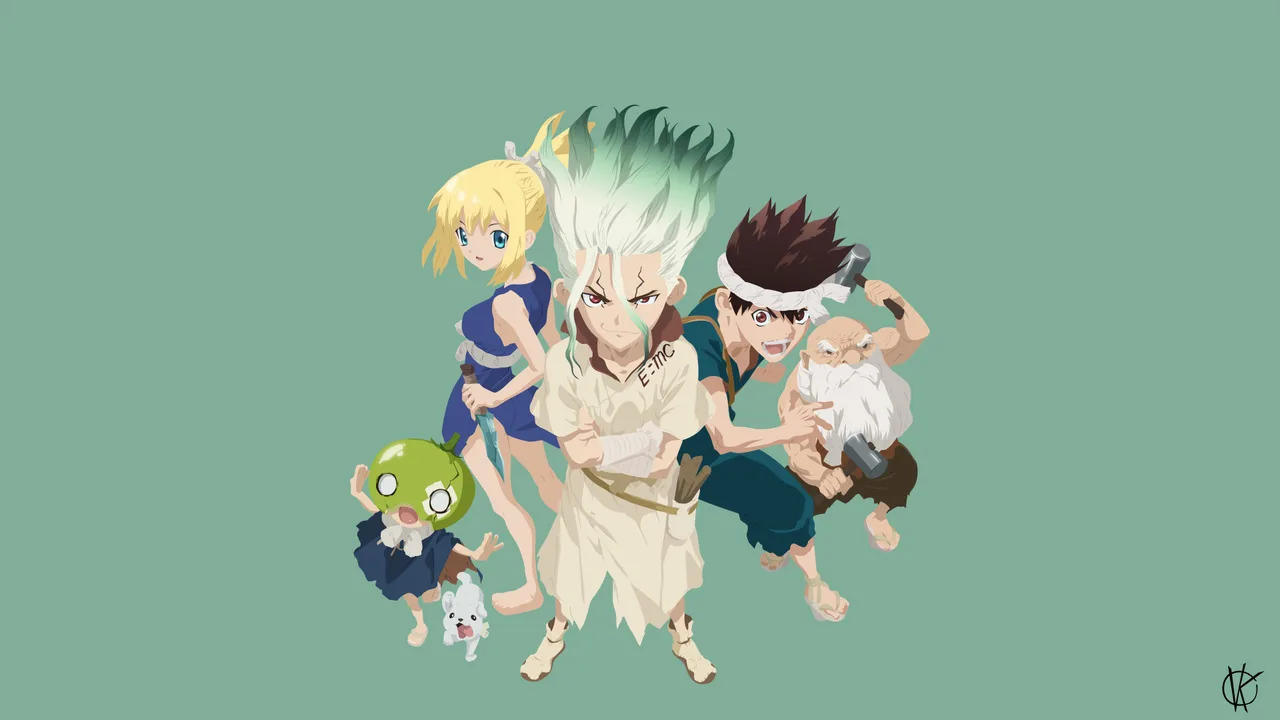 Pôster oficial do anime Dr. Stone
