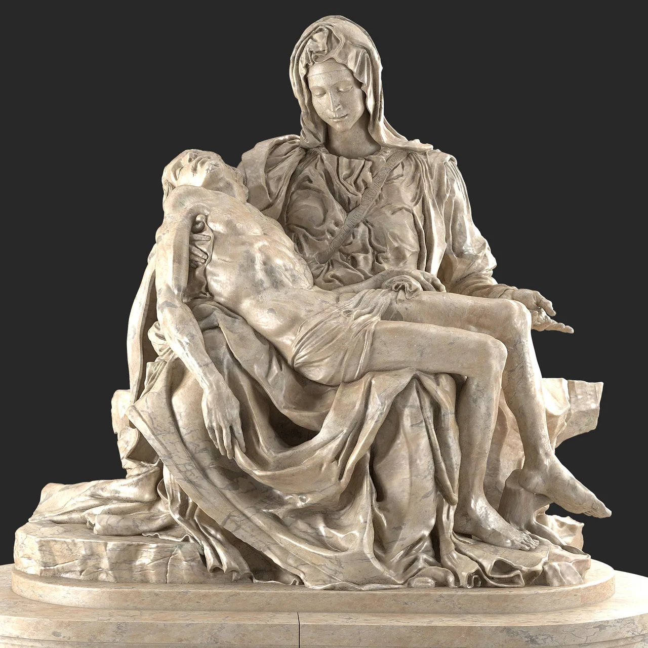 Escultura renascentista clássica em pose dinâmica