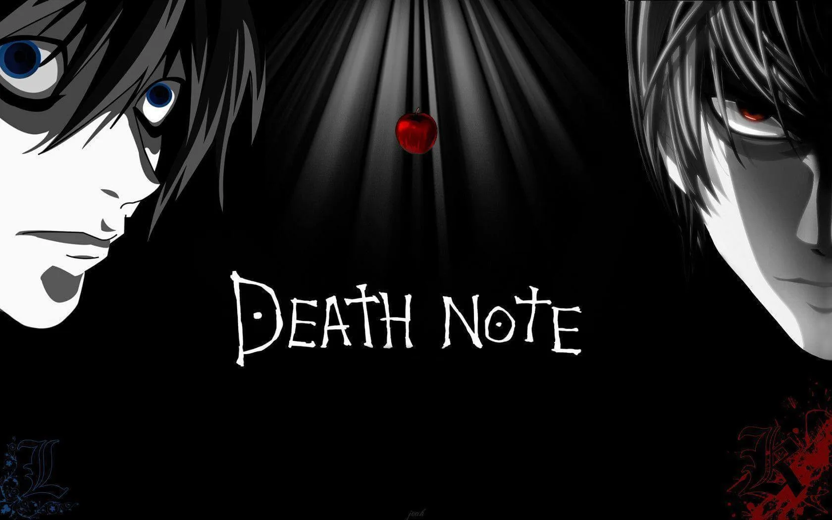 imagem de Light Yagami e L com titulo do Death Note