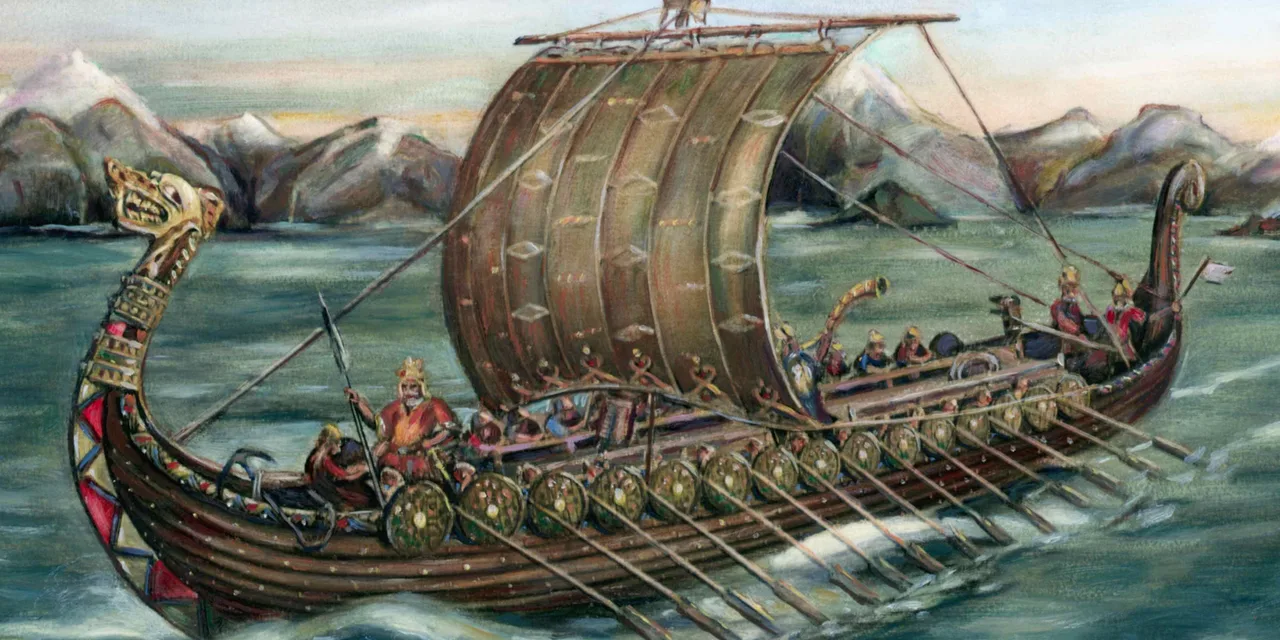 Ilustração de um navio viking (drakkar)