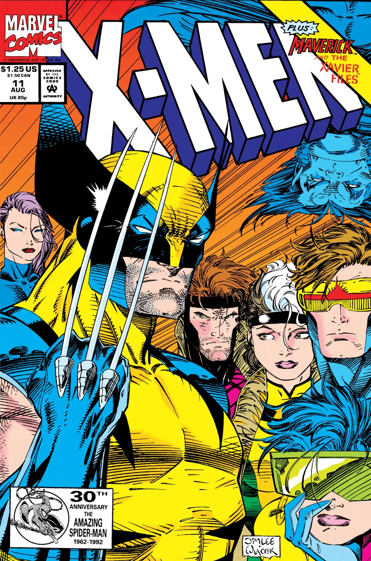 Capa clássica de X-Men com a equipe Marvel