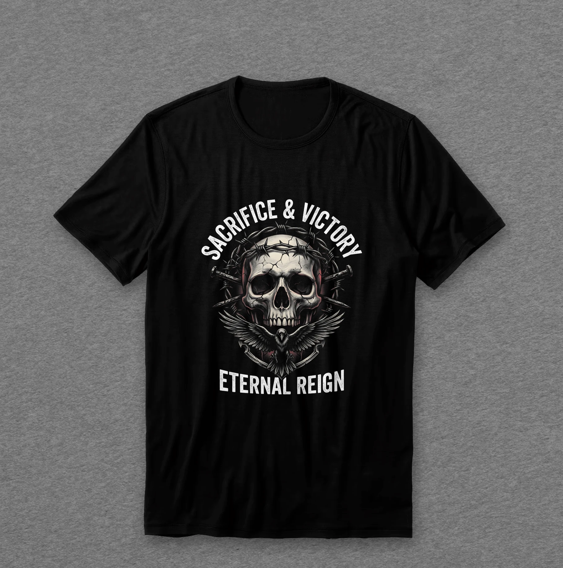 Camiseta Caveira — Sacrifice & Victory
