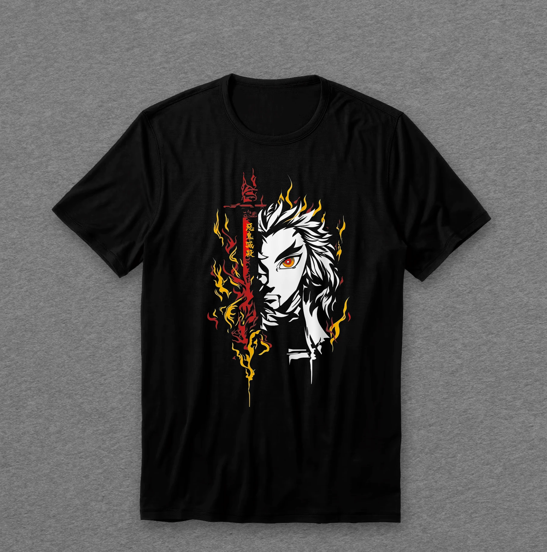 Camiseta Demon Slayer — Rengoku (chamas)