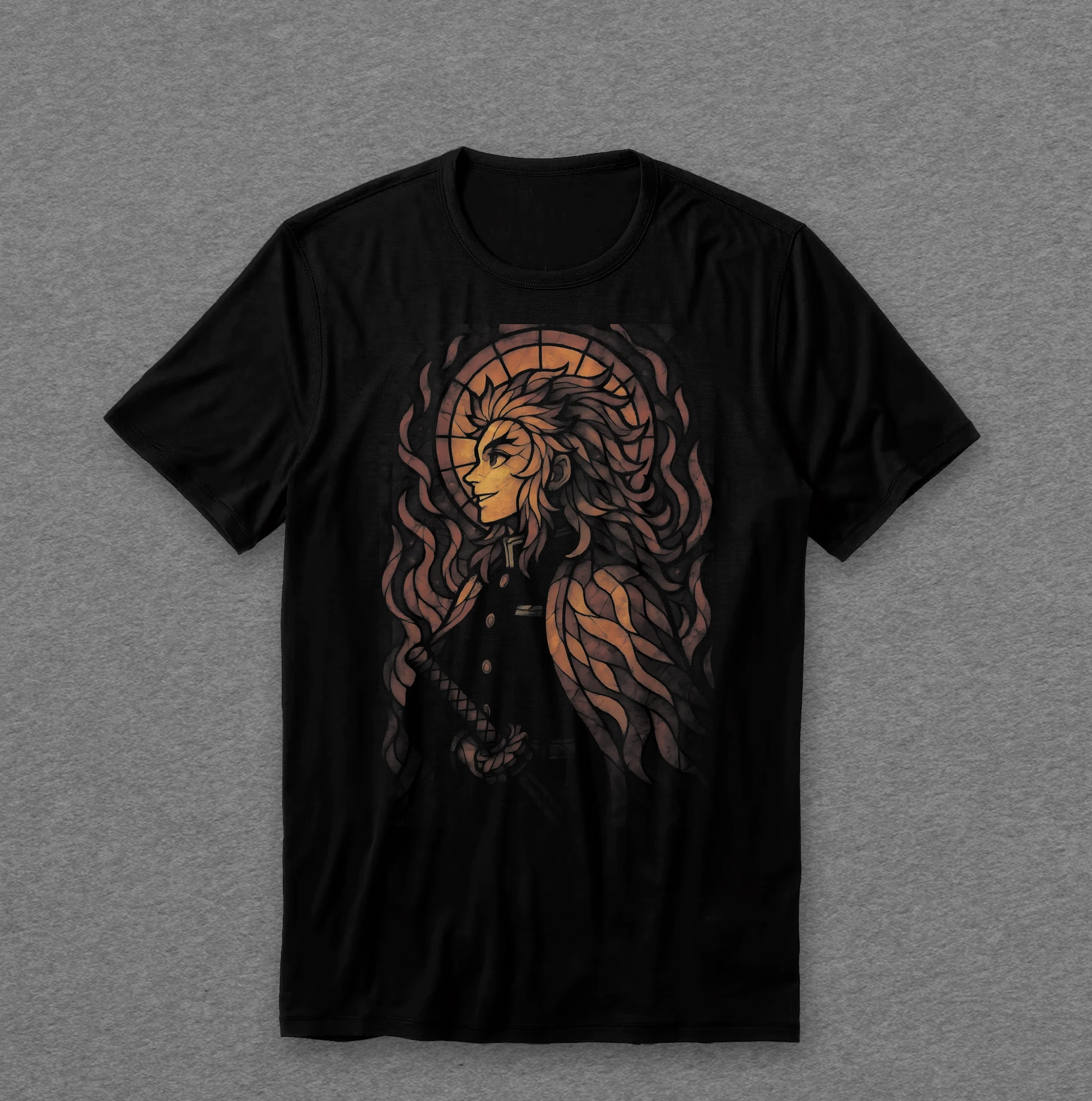 Camiseta Demon Slayer — Rengoku (vitral)
